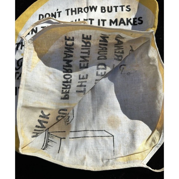 Vintage 1950’s Linen Novelty Toilet Seat Cover No Butts Double Sided Yellow - Picture 8 of 8